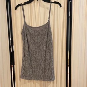 LOFT grey tank top with lace covering!